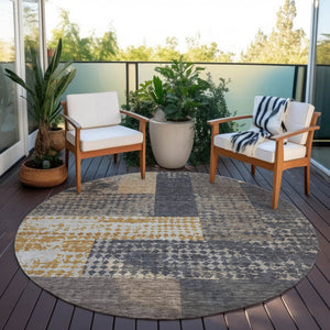 Homeroots 3' Stylish Geometric Washable Area Rug For Indoor/Outdoor Use - Durable, Stain Resistant Design Coffee Polyester 612402