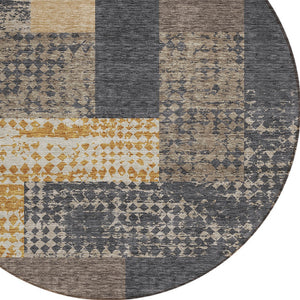 Homeroots 3' Stylish Geometric Washable Area Rug For Indoor/Outdoor Use - Durable, Stain Resistant Design Coffee Polyester 612402