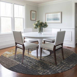 Homeroots 3' Stylish Geometric Washable Area Rug For Indoor/Outdoor Use - Durable, Stain Resistant Design Coffee Polyester 612402