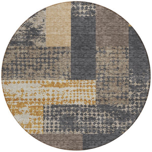 Homeroots 3' Stylish Geometric Washable Area Rug For Indoor/Outdoor Use - Durable, Stain Resistant Design Coffee Polyester 612402