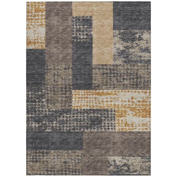 Homeroots 3' Stylish Geometric Washable Area Rug For Indoor/Outdoor Use - Durable, Stain Resistant Design Coffee Polyester 612403