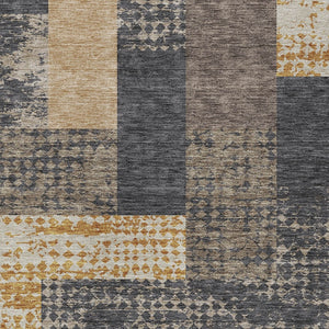 Homeroots 3' Stylish Geometric Washable Area Rug For Indoor/Outdoor Use - Durable, Stain Resistant Design Coffee Polyester 612403