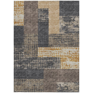 Homeroots 3' Stylish Geometric Washable Area Rug For Indoor/Outdoor Use - Durable, Stain Resistant Design Coffee Polyester 612405