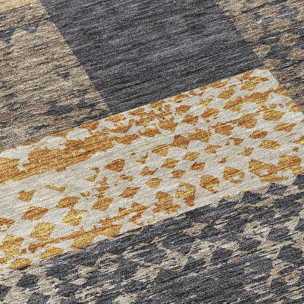 Homeroots 3' Stylish Geometric Washable Area Rug For Indoor/Outdoor Use - Durable, Stain Resistant Design Coffee Polyester 612405