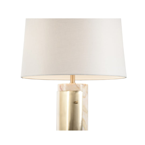Wildwood Matera Calacatta Gold Marble Lamp With Coffee-Bronze Metal And Off-White Linen Shade For Ambient Lighting 61241