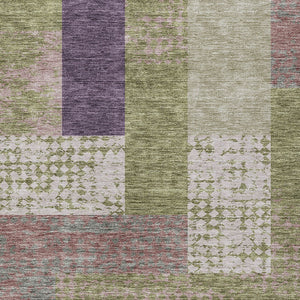 Homeroots 3' Stylish Geometric Washable Area Rug For Indoor/Outdoor Use - Durable, Stain Resistant Design Green Polyester 612412