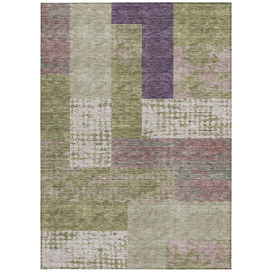 HomeRoots 5' Vibrant Geometric Indoor Outdoor Area Rug in Green, Purple, and Pink - Durable & Washable Design 5' X 8' 612413