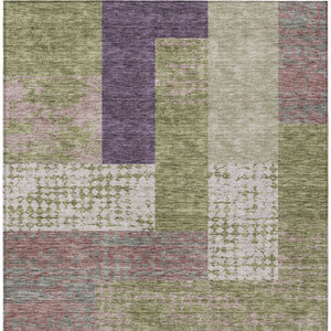 HomeRoots 5' Vibrant Geometric Indoor Outdoor Area Rug in Green, Purple, and Pink - Durable & Washable Design 5' X 8' 612413