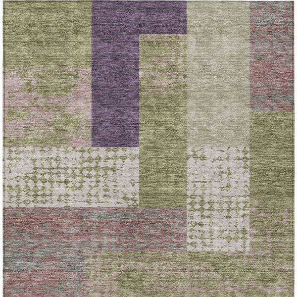 HomeRoots 5' Vibrant Geometric Indoor Outdoor Area Rug in Green, Purple, and Pink - Durable & Washable Design 5' X 8' 612413