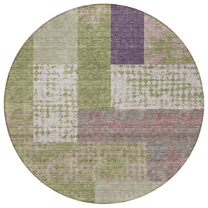 Homeroots 3' Stylish Geometric Washable Area Rug For Indoor/Outdoor Use - Durable, Stain Resistant Design Green Polyester 612414