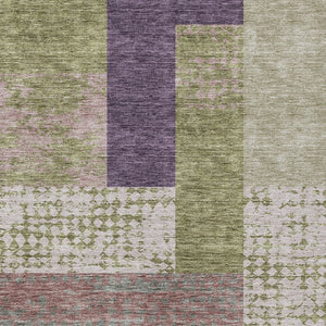 HomeRoots 5' Vibrant Geometric Indoor Outdoor Area Rug in Green, Purple, and Pink - Durable & Washable Design 9' X 12' 612416