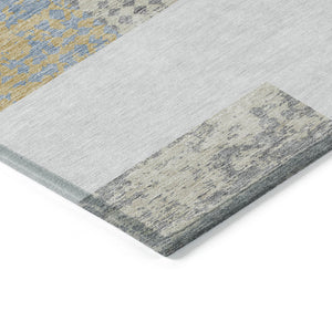 Homeroots 3' Stylish Geometric Washable Area Rug For Indoor/Outdoor Use - Durable, Stain Resistant Design Gray Polyester 612418