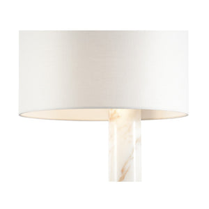 Wildwood Rimini Sculptural Table Lamp With Calacatta Gold Marble Column, Coffee-Bronze Base & Linen Shade 61242