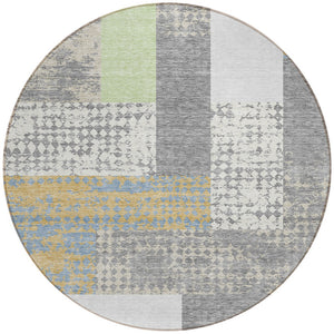 Homeroots 3' Stylish Geometric Washable Area Rug For Indoor/Outdoor Use - Durable, Stain Resistant Design Gray Polyester 612420