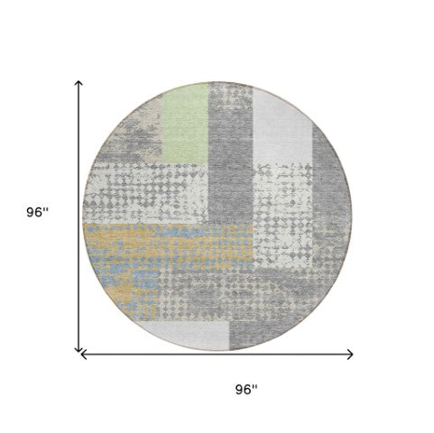 Homeroots 3' Stylish Geometric Washable Area Rug For Indoor/Outdoor Use - Durable, Stain Resistant Design Gray Polyester 612420