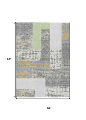 Homeroots 3' Stylish Geometric Washable Area Rug For Indoor/Outdoor Use - Durable, Stain Resistant Design Gray Polyester 612421