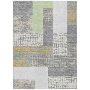 HomeRoots 5' Versatile Gray Ivory and Mint Green Geometric Indoor Outdoor Area Rug for Stylish Spaces 8' X 10' 612421