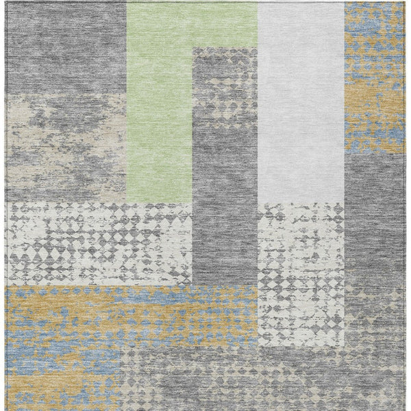 Homeroots 3' Stylish Geometric Washable Area Rug For Indoor/Outdoor Use - Durable, Stain Resistant Design Gray Polyester 612422