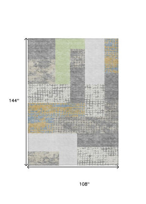 Homeroots 3' Stylish Geometric Washable Area Rug For Indoor/Outdoor Use - Durable, Stain Resistant Design Gray Polyester 612422