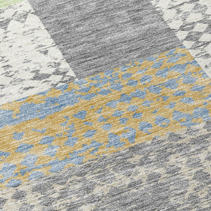 HomeRoots 5' Versatile Gray Ivory and Mint Green Geometric Indoor Outdoor Area Rug for Stylish Spaces 10' X 14' 612423