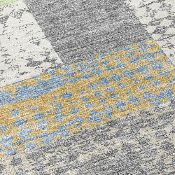 HomeRoots 5' Versatile Gray Ivory and Mint Green Geometric Indoor Outdoor Area Rug for Stylish Spaces 10' X 14' 612423