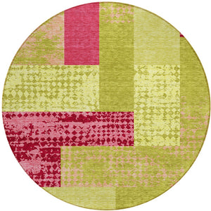 Homeroots 3' Stylish Geometric Washable Area Rug For Indoor/Outdoor Use - Durable, Stain Resistant Design Lime Green Polyester 612426