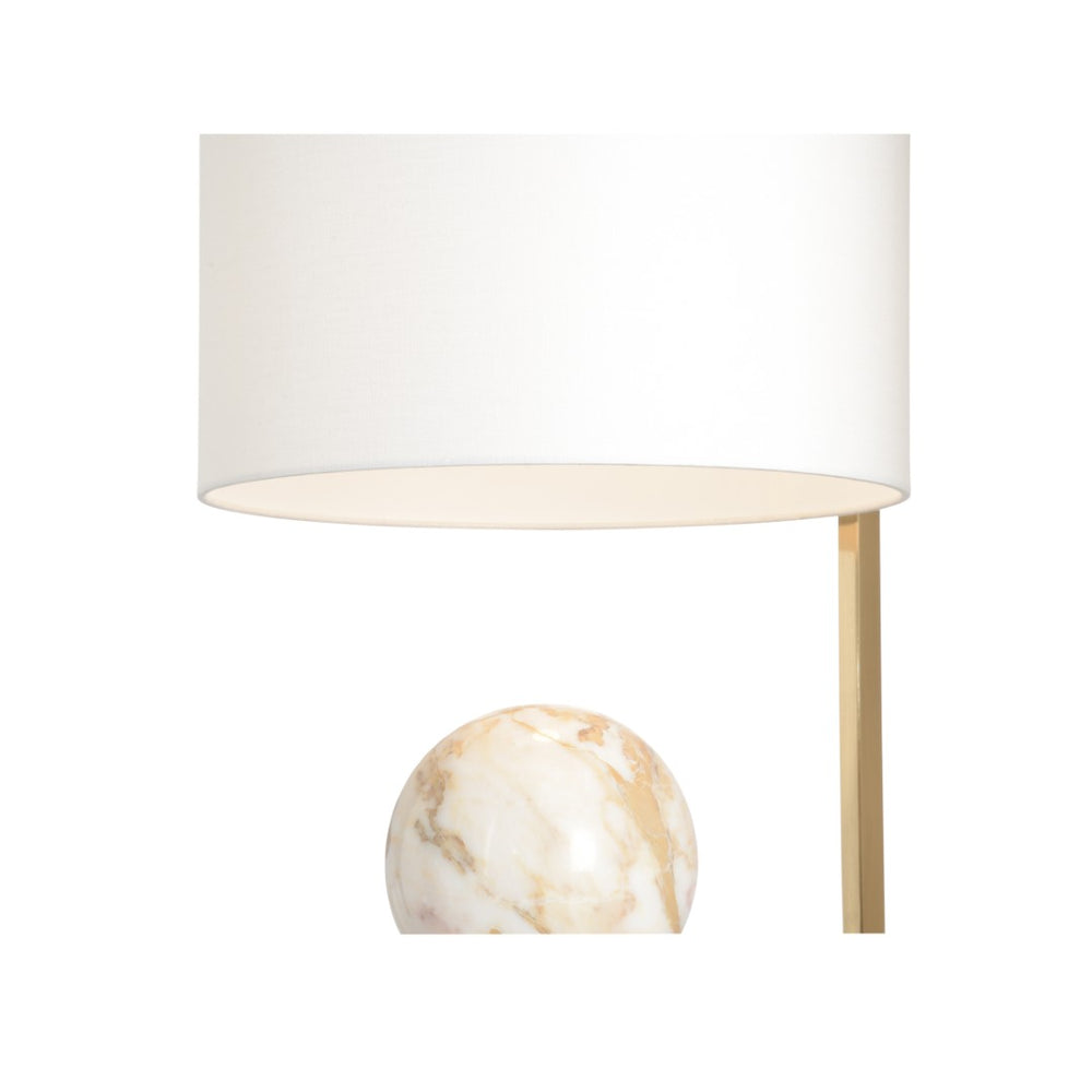 Wildwood Calabria Marble Table Lamp With Calacatta Gold Sphere And Coffee-Bronze Base, Off-White Linen Shade 61243