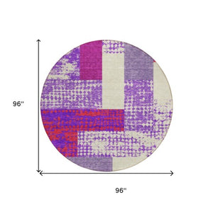 Homeroots 3' Stylish Geometric Washable Area Rug For Indoor/Outdoor Use - Durable, Stain Resistant Design Lavender Polyester 612432