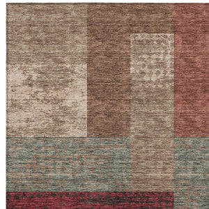 Homeroots 3' Stylish Geometric Washable Area Rug For Indoor/Outdoor Use - Durable, Stain Resistant Design Brown Polyester 612436