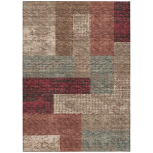 HomeRoots 5' Chic Brown and Terra Cotta Geometric Indoor Outdoor Area Rug for Modern Living Spaces & Patios 5' X 8' 612437
