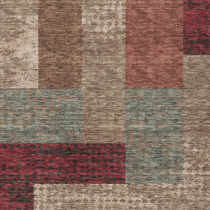 Homeroots 3' Stylish Geometric Washable Area Rug For Indoor/Outdoor Use - Durable, Stain Resistant Design Brown Polyester 612437