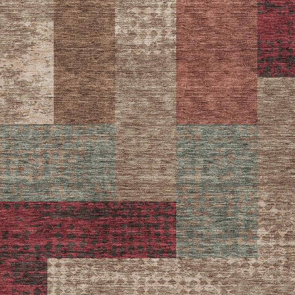 Homeroots 3' Stylish Geometric Washable Area Rug For Indoor/Outdoor Use - Durable, Stain Resistant Design Brown Polyester 612437