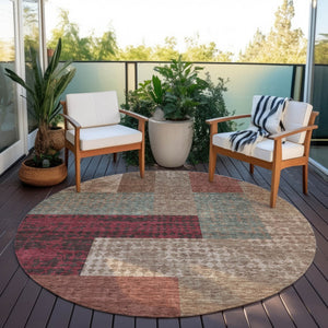 Homeroots 3' Stylish Geometric Washable Area Rug For Indoor/Outdoor Use - Durable, Stain Resistant Design Brown Polyester 612438