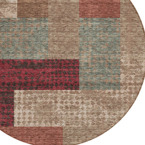 Homeroots 3' Stylish Geometric Washable Area Rug For Indoor/Outdoor Use - Durable, Stain Resistant Design Brown Polyester 612438