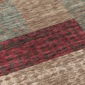 Homeroots 3' Stylish Geometric Washable Area Rug For Indoor/Outdoor Use - Durable, Stain Resistant Design Brown Polyester 612438