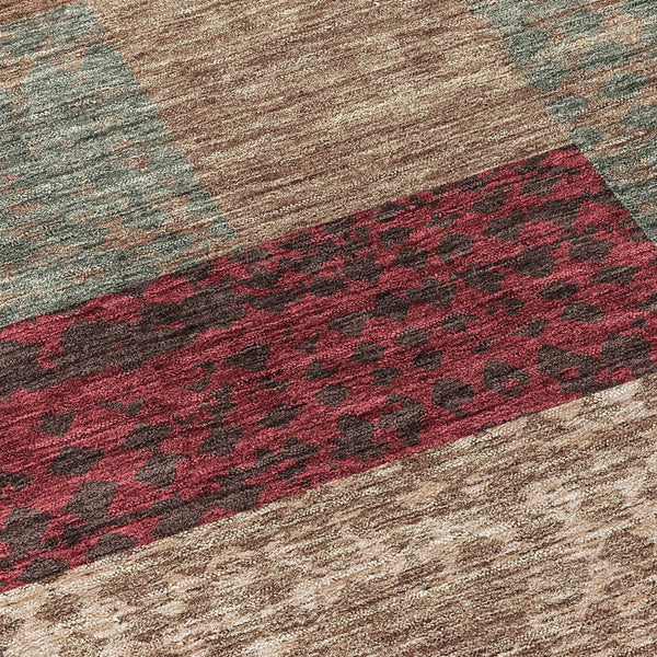 Homeroots 3' Stylish Geometric Washable Area Rug For Indoor/Outdoor Use - Durable, Stain Resistant Design Brown Polyester 612438