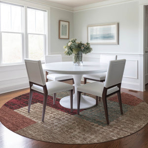 Homeroots 3' Stylish Geometric Washable Area Rug For Indoor/Outdoor Use - Durable, Stain Resistant Design Brown Polyester 612438