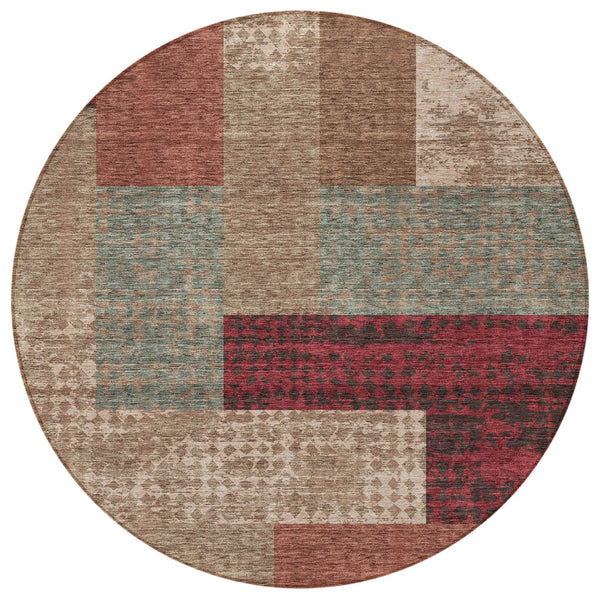 Homeroots 3' Stylish Geometric Washable Area Rug For Indoor/Outdoor Use - Durable, Stain Resistant Design Brown Polyester 612438