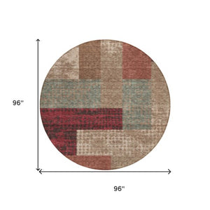 Homeroots 3' Stylish Geometric Washable Area Rug For Indoor/Outdoor Use - Durable, Stain Resistant Design Brown Polyester 612438