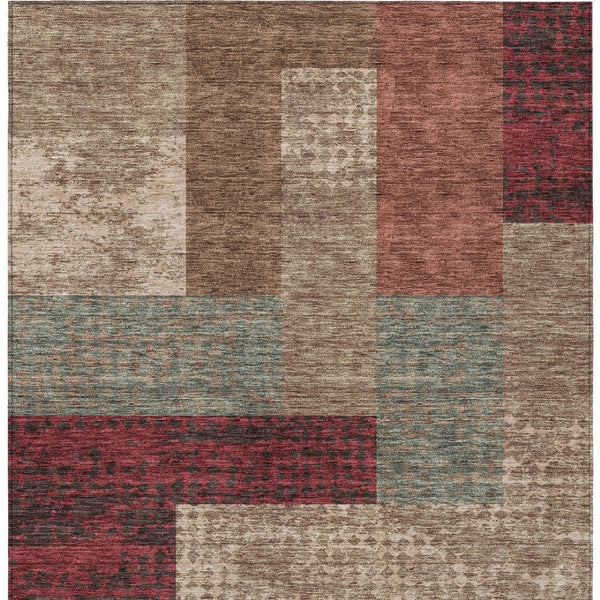 Homeroots 3' Stylish Geometric Washable Area Rug For Indoor/Outdoor Use - Durable, Stain Resistant Design Brown Polyester 612439