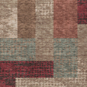 Homeroots 3' Stylish Geometric Washable Area Rug For Indoor/Outdoor Use - Durable, Stain Resistant Design Brown Polyester 612439