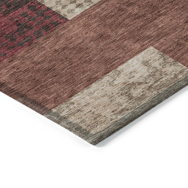 Homeroots 3' Stylish Geometric Washable Area Rug For Indoor/Outdoor Use - Durable, Stain Resistant Design Brown Polyester 612440