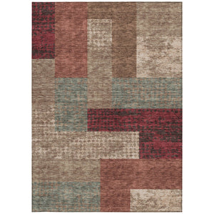 Homeroots 3' Stylish Geometric Washable Area Rug For Indoor/Outdoor Use - Durable, Stain Resistant Design Brown Polyester 612440