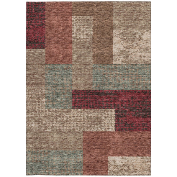 Homeroots 3' Stylish Geometric Washable Area Rug For Indoor/Outdoor Use - Durable, Stain Resistant Design Brown Polyester 612440