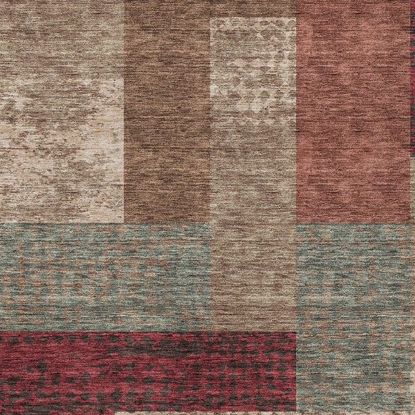 Homeroots 3' Stylish Geometric Washable Area Rug For Indoor/Outdoor Use - Durable, Stain Resistant Design Brown Polyester 612441