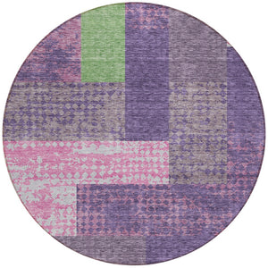 Homeroots 3' Stylish Geometric Washable Area Rug For Indoor/Outdoor Use - Durable, Stain Resistant Design Purple Polyester 612444