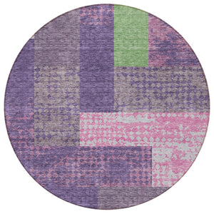 Homeroots 3' Stylish Geometric Washable Area Rug For Indoor/Outdoor Use - Durable, Stain Resistant Design Purple Polyester 612444