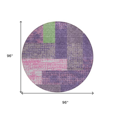 Homeroots 3' Stylish Geometric Washable Area Rug For Indoor/Outdoor Use - Durable, Stain Resistant Design Purple Polyester 612444