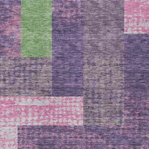 Homeroots 3' Stylish Geometric Washable Area Rug For Indoor/Outdoor Use - Durable, Stain Resistant Design Purple Polyester 612445