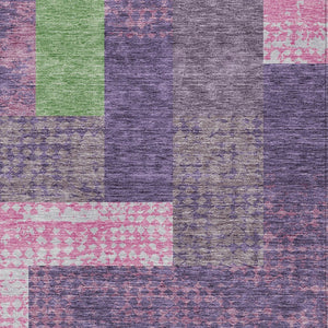 Homeroots 3' Stylish Geometric Washable Area Rug For Indoor/Outdoor Use - Durable, Stain Resistant Design Purple Polyester 612447